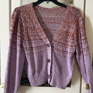 J. Crew Lavender and Rust Cardigan
